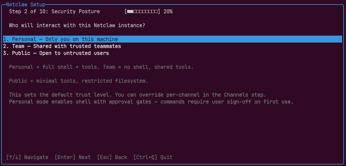 Security posture selection